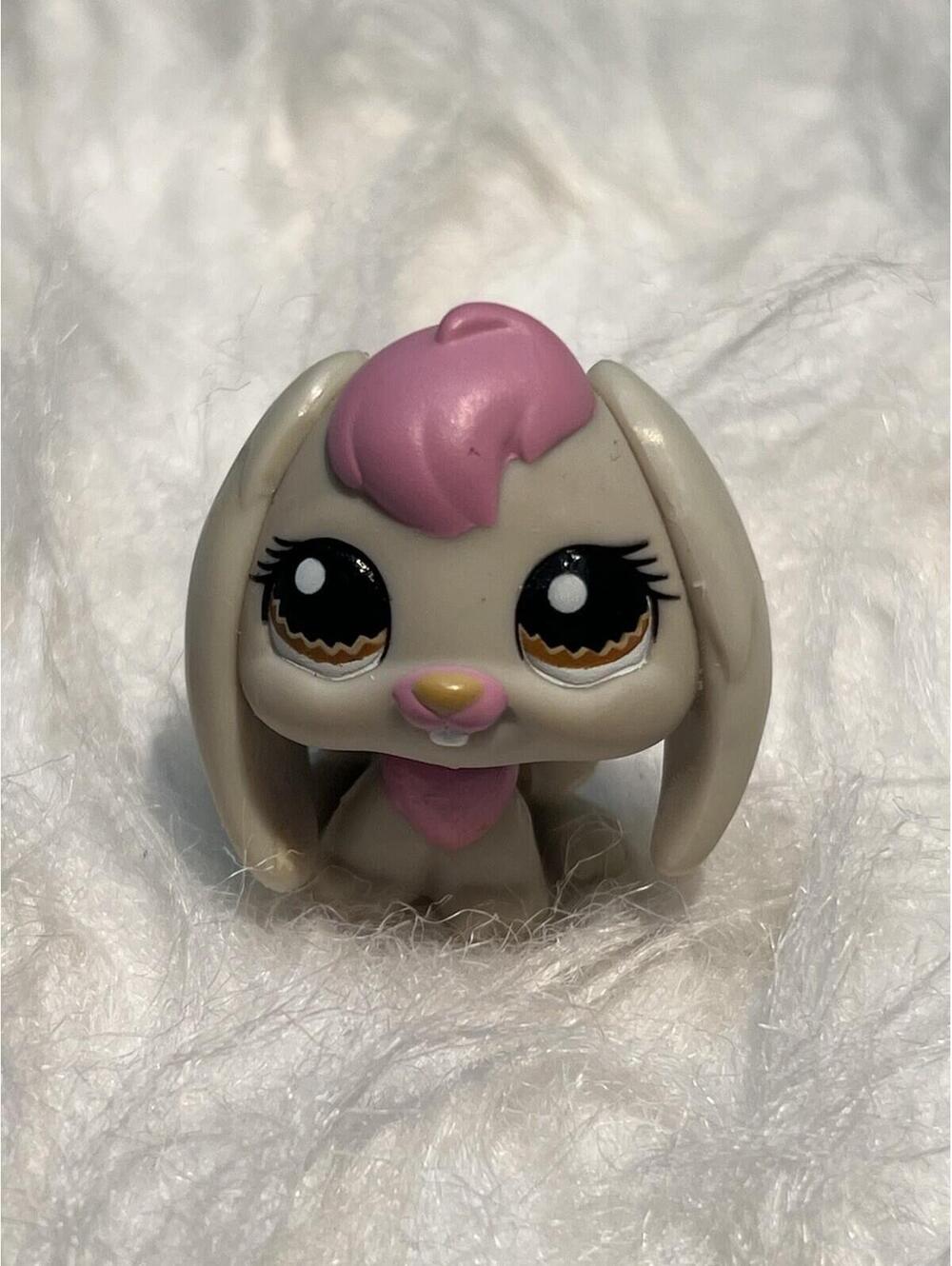 Littlest Pet Shop LPS Authentic 1190 Gray Pink Lop Bunny Rabbit Brown Eyes 2006